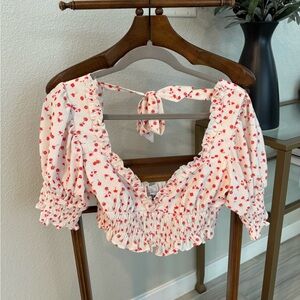 Princess Polly Red Cherry Ruffle Blouse